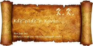 Káplár Kevin névjegykártya